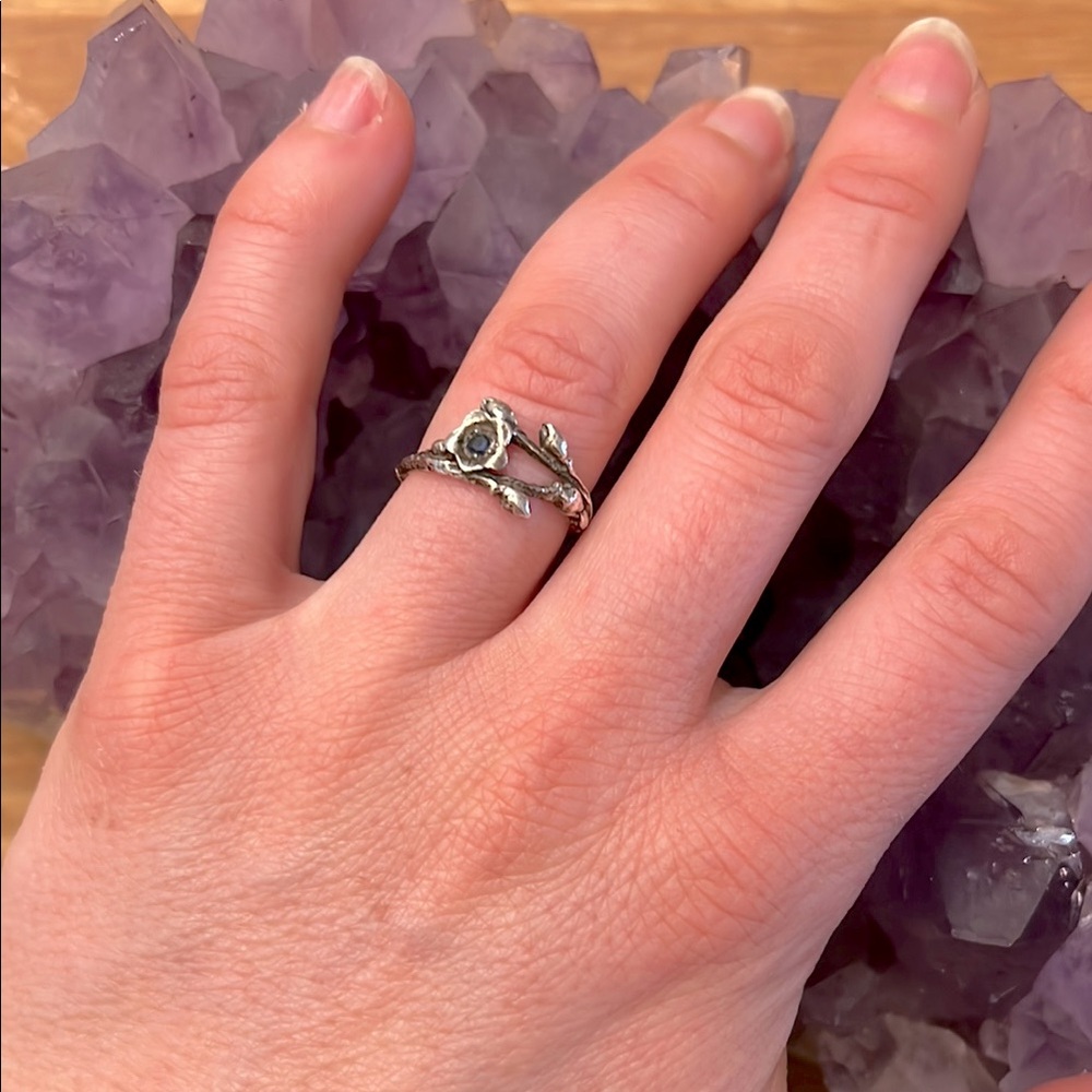 Silver and Safire blueberry blossom ring